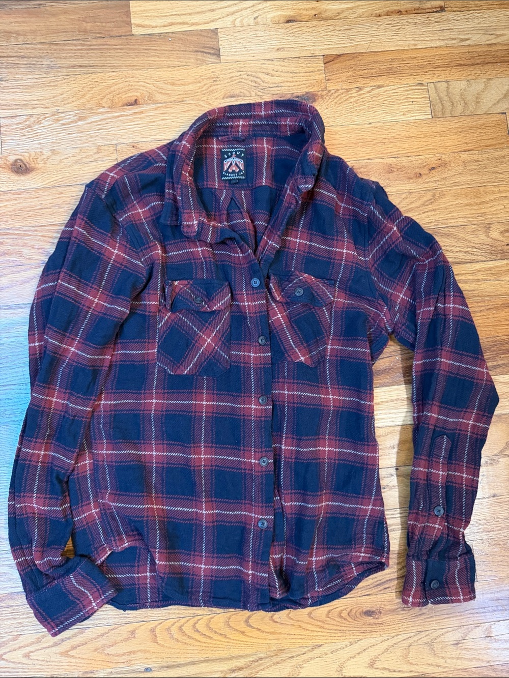 Scout blanket jacket Red and Navy Plaid soft Casual Button-Down Shirt